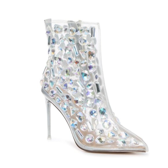 Steve Madden Shoes - Steve Madden Iridescent Rhinestone Jewel Gem Clear Booties